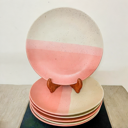 Tritone Pink Matte 2 Piece -10 Inch Ceramic Dinner Plates | Microwave & Dishwasher Safe Ceramic Plates for Dinner | Full Plates Set of 2 | Dinner Full Plates
