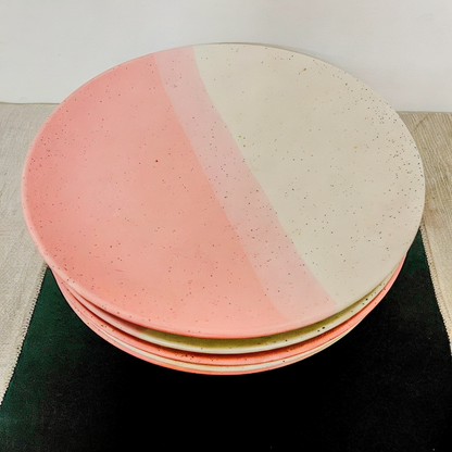 Tritone Pink Matte 2 Piece -10 Inch Ceramic Dinner Plates | Microwave & Dishwasher Safe Ceramic Plates for Dinner | Full Plates Set of 2 | Dinner Full Plates