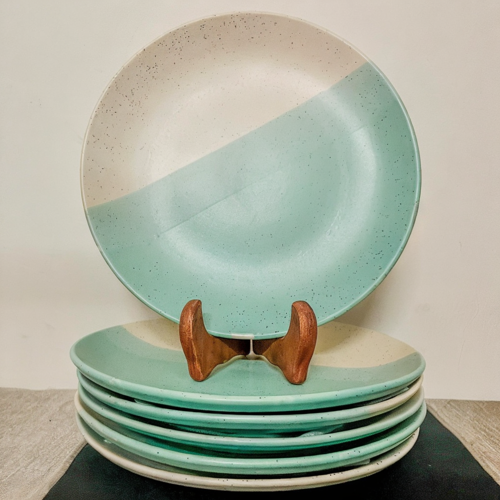 Tritone Green Matte 2 Piece -10 Inch Ceramic Dinner Plates Microwave & Dishwasher Safe Ceramic Plates for Dinner | Full Plates Set of 2 | Dinner Full Plates
