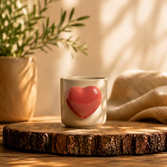 Cute Ceramic Pinterest Inspired Heartbeat Mug with Heart Handle & Pop Heart Inside - 350 ML, Pink, Romantic Gift for Anniversary, Birthday, Boyfriend, Girlfriend, Coffee Lovers, Valentine's Day (Pack of 1)